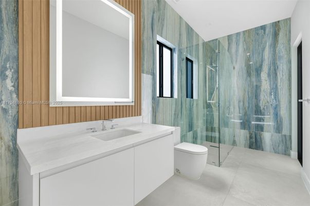 Bathroom, Glass Shower, Interior, Marble Walls