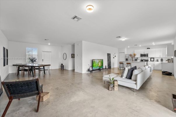 Dining room, Interior, Kitchen, Living room, Recessed Lighting, Stainless Steel Appliances