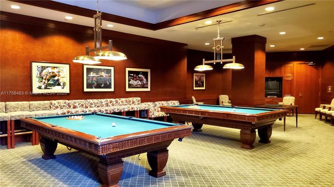 Billiard Table, Game Room, Interior, Pendant Lights, Recessed Lighting