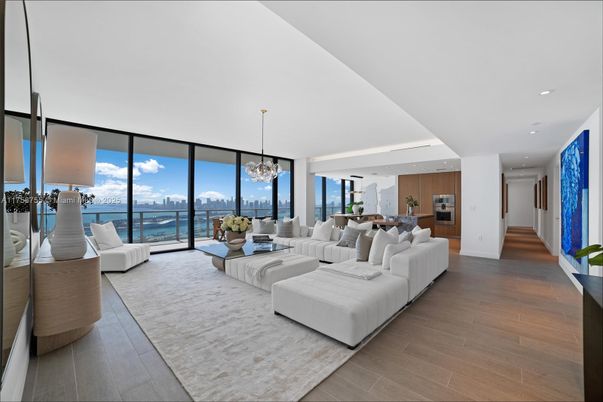 Dining room, Interior, Kitchen, Living room, Pendant Lights, Recessed Lighting, Stainless Steel Appliances, Water, Wood Texture Flooring