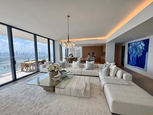 Chandelier, Dining room, Interior, Kitchen, Living room, Pendant Lights, Recessed Lighting, Water, Wood Texture Flooring