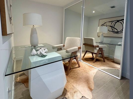 Home Office, Interior, Recessed Lighting, Wood Texture Flooring
