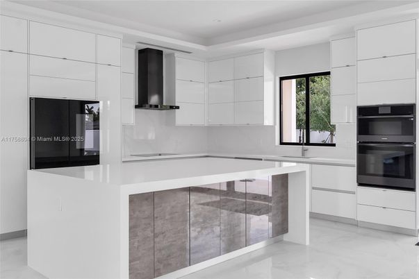 Empty room, Interior, Kitchen, Marble, Recessed Lighting