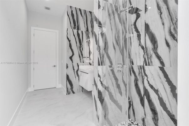 Empty room, Interior, Kitchen, Marble, Recessed Lighting