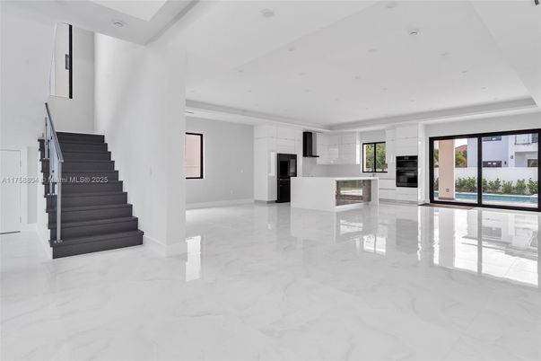 Empty room, Interior, Kitchen, Marble, Recessed Lighting