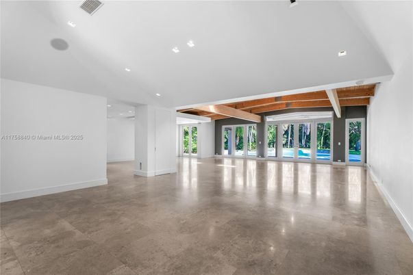 Empty room, Interior, Recessed Lighting, Wooden Beams, Wooden Ceilings