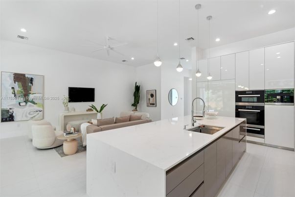 Interior, Kitchen, Living room, Pendant Lights, Recessed Lighting, Stainless Steel Appliances