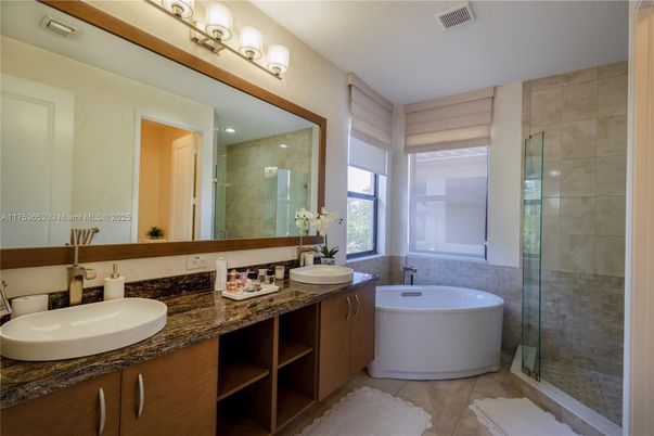 Bathroom, Dual Sink Vanities, Free Standing Baths, Glass Shower, Interior