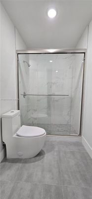 Bathroom, Glass Shower, Interior, Marble Walls, Recessed Lighting