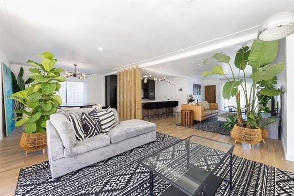 Interior, Kitchen, Living room, Pendant Lights, Recessed Lighting, Wood Texture Flooring