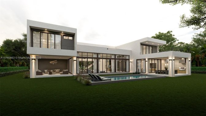 Backyard, Exterior, Facade, Pool, Modern