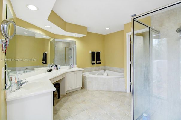 Bathroom, Dual Sink Vanities, Glass Shower, Interior, Recessed Lighting