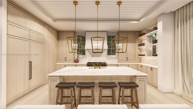 Interior, Kitchen, Pendant Lights, Recessed Lighting, Wood Texture Flooring