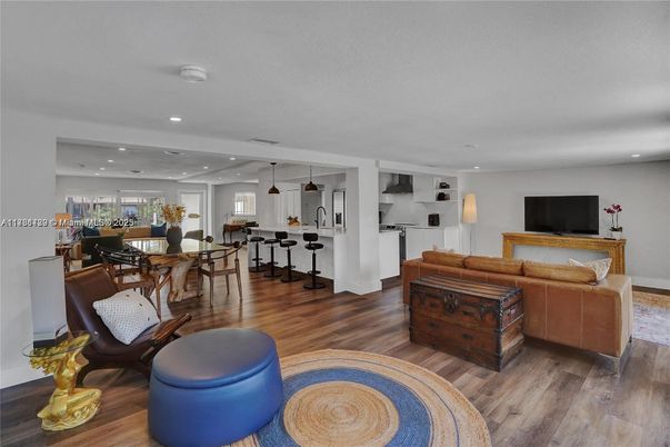 Dining room, Interior, Kitchen, Living room, Pendant Lights, Recessed Lighting, Wood Texture Flooring