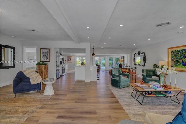 Interior, Living room, Recessed Lighting, Wood Texture Flooring