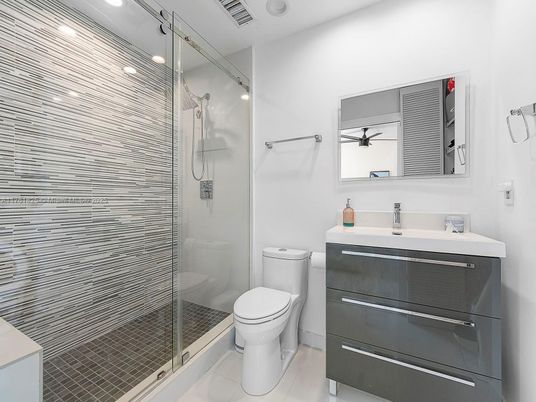 Bathroom, Glass Shower, Interior, Recessed Lighting