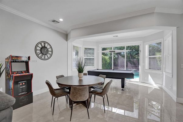 Billiard Table, Dining room, Game Room, Interior, Pendant Lights, Recessed Lighting