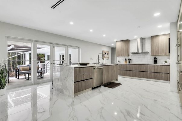 Interior, Kitchen, Marble, Recessed Lighting, Stainless Steel Appliances