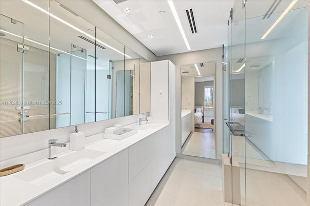 Bathroom, Dual Sink Vanities, Glass Shower, Interior, Recessed Lighting