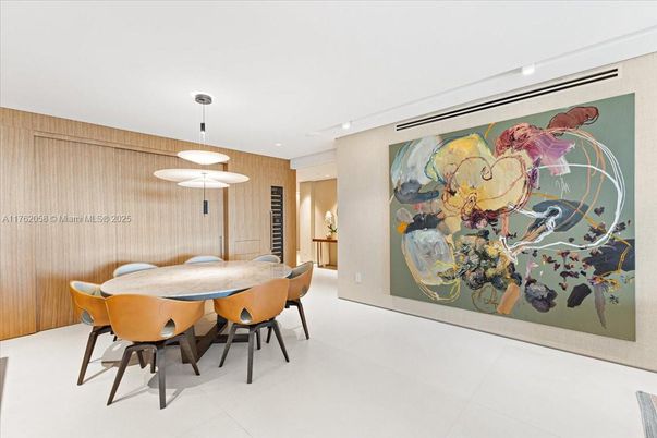 Dining room, Interior, Pendant Lights, Recessed Lighting, Wooden Walls
