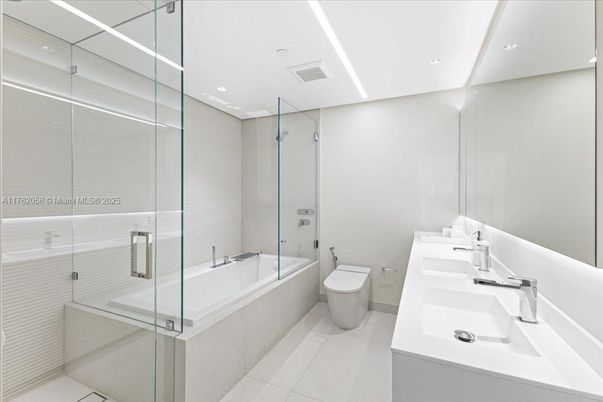 Bathroom, Dual Sink Vanities, Glass Shower, Interior, Recessed Lighting
