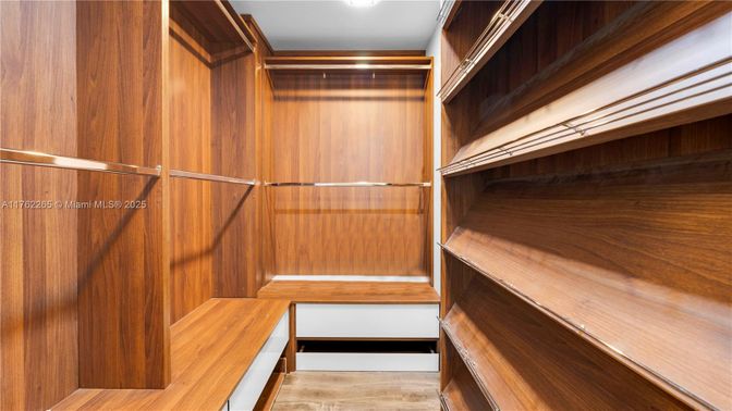 Interior, Recessed Lighting, Walk-in Closets, Wood Texture Flooring, Wooden Walls