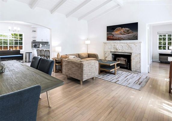 Dining room, Fireplace, Interior, Kitchen, Living room, Wood Texture Flooring