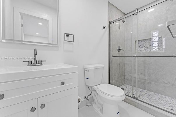 Bathroom, Glass Shower, Interior, Recessed Lighting
