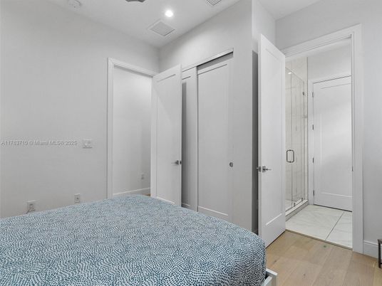 Bathroom, Glass Shower, Interior, Marble, Recessed Lighting, Wood Texture Flooring