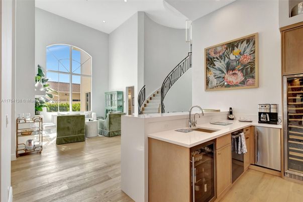 Interior, Kitchen, Living room, Recessed Lighting, Stainless Steel Appliances, Wood Texture Flooring