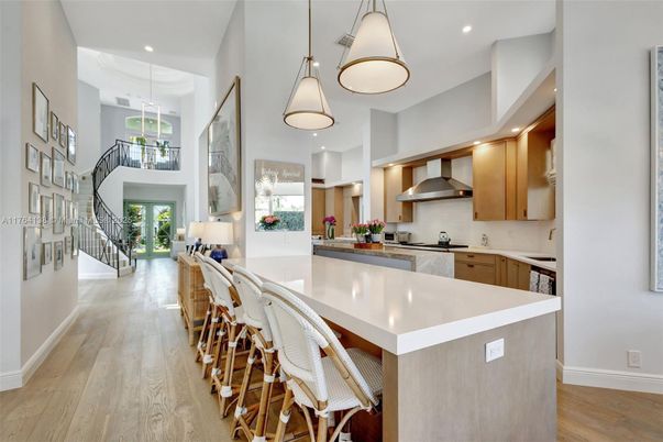 Interior, Kitchen, Pendant Lights, Recessed Lighting, Wood Texture Flooring