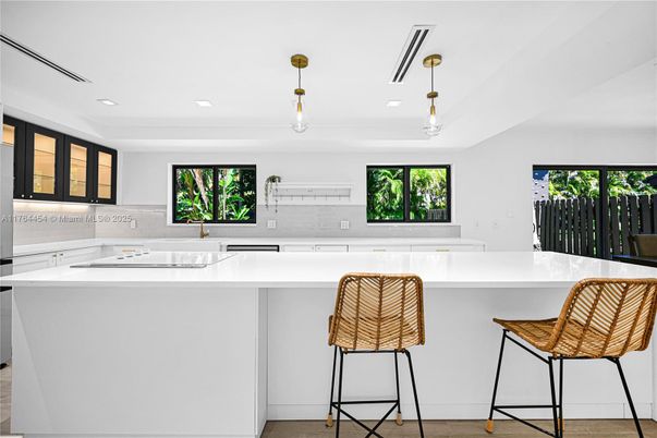 Interior, Kitchen, Pendant Lights, Recessed Lighting, Wood Texture Flooring