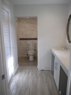 Bathroom, Interior, Marble Walls, Wood Texture Flooring