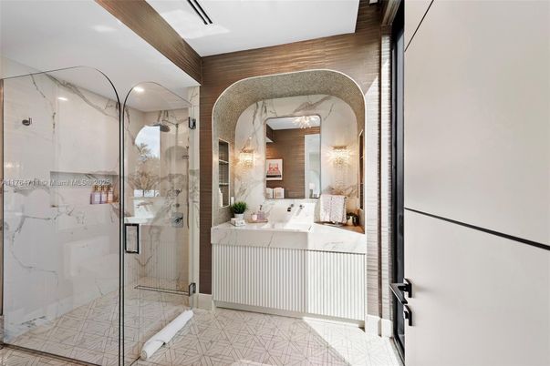 Bathroom, Glass Shower, Interior, Marble Walls