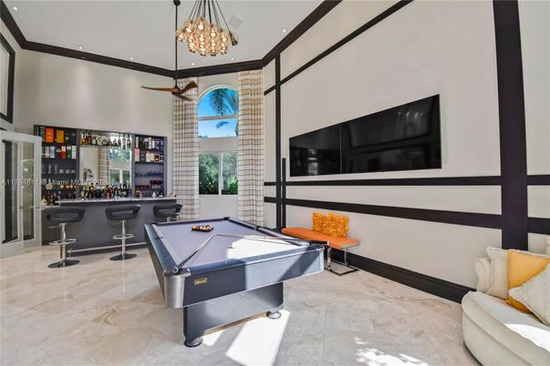 Billiard Table, Game Room, Interior, Pendant Lights, Recessed Lighting