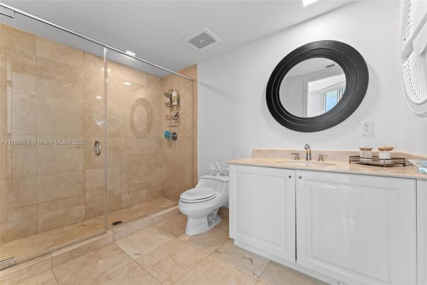 Bathroom, Glass Shower, Interior, Recessed Lighting