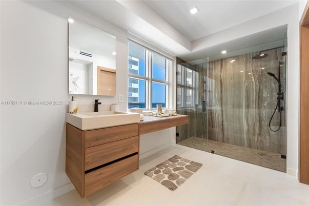 Bathroom, Glass Shower, Interior, Recessed Lighting