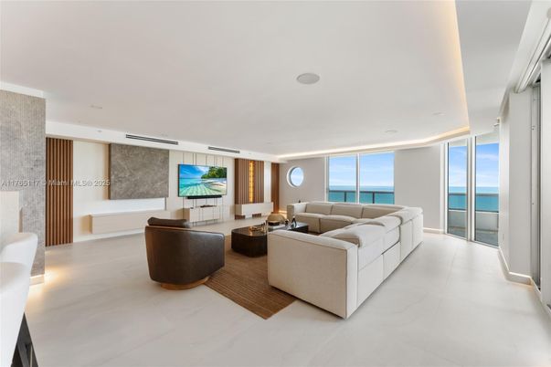 Interior, Living room, Marble, Recessed Lighting, Water