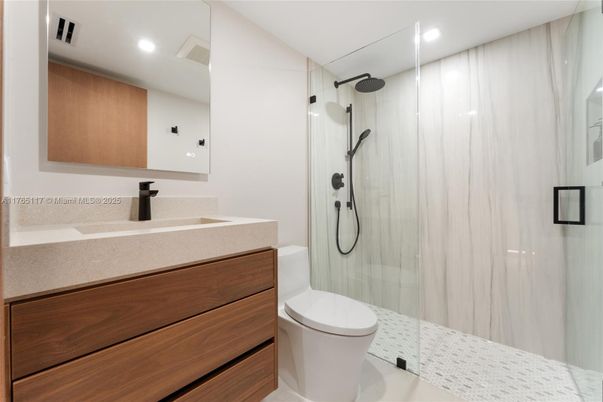 Bathroom, Glass Shower, Interior, Recessed Lighting