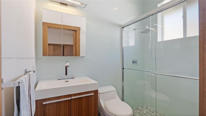 Bathroom, Glass Shower, Interior, Recessed Lighting