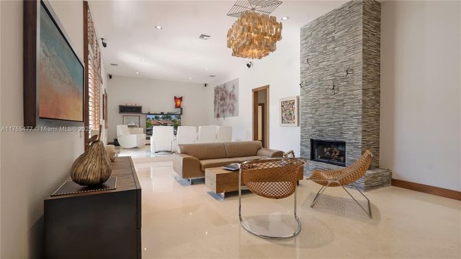 Chandelier, Fireplace, Interior, Living room, Recessed Lighting