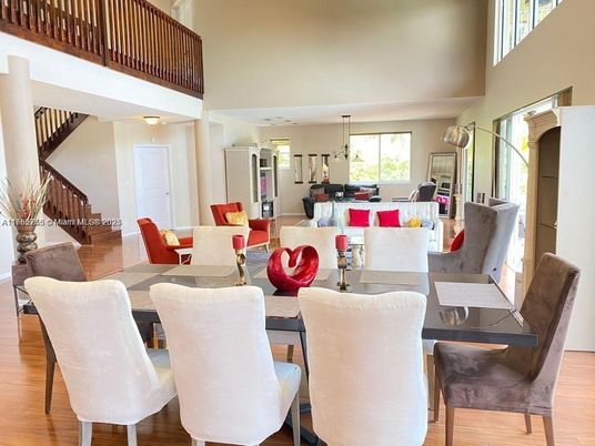 Dining room, Interior, Living room, Pendant Lights, Wood Texture Flooring