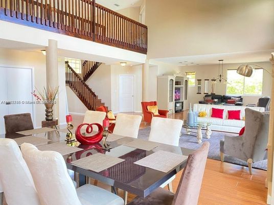 Dining room, Fireplace, Interior, Living room, Pendant Lights, Wood Texture Flooring