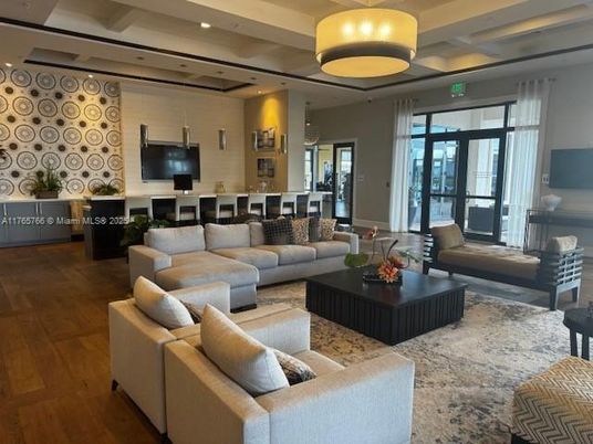 Interior, Living room, Pendant Lights, Recessed Lighting, Wood Texture Flooring