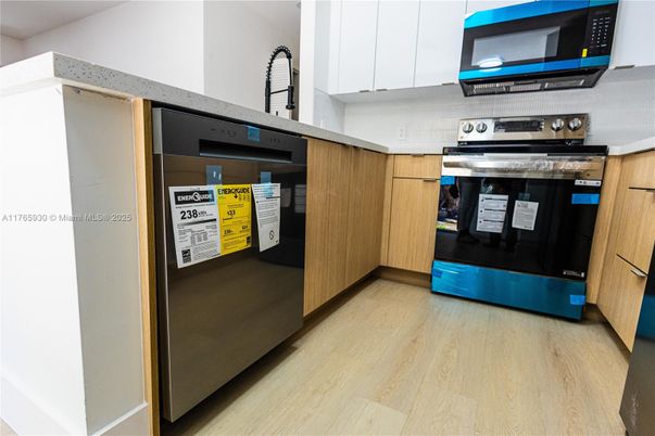 Interior, Kitchen, Stainless Steel Appliances, Wood Texture Flooring