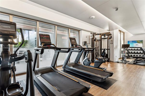Fitness Equipment, Gym, Interior, Wood Texture Flooring