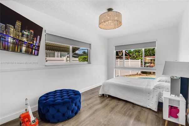 Bedroom, Chandelier, Interior, Wood Texture Flooring