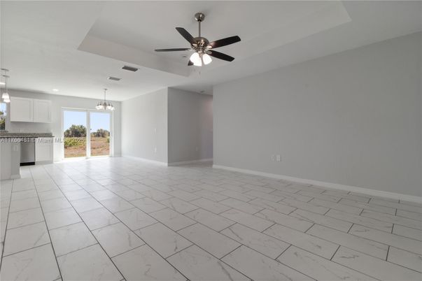 Empty room, Interior, Kitchen, Marble, Pendant Lights