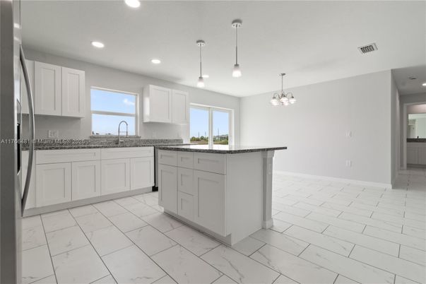 Interior, Kitchen, Marble, Pendant Lights, Recessed Lighting