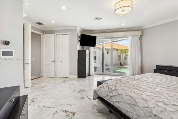 Bedroom, Interior, Marble, Recessed Lighting